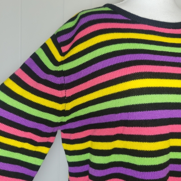 Killstar Rainbow Warrior Striped Knit Jumper Sweater Distressed Hem & Cuffs MD - Picture 9 of 15